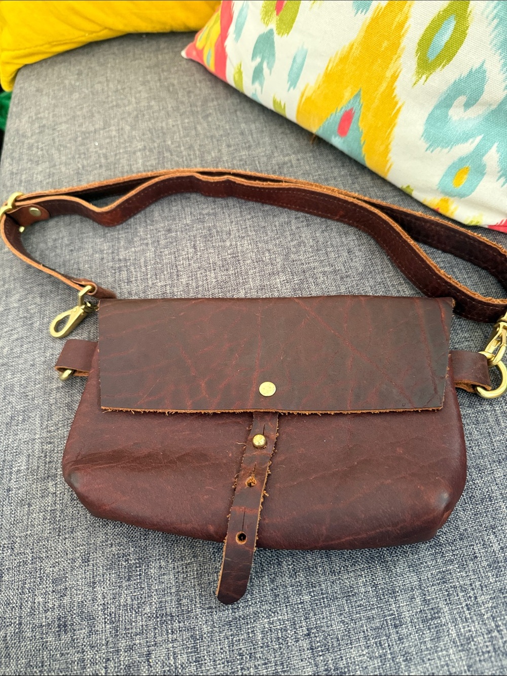 Brown Leather Crossbody Bag with Adjustable Strap belt bag